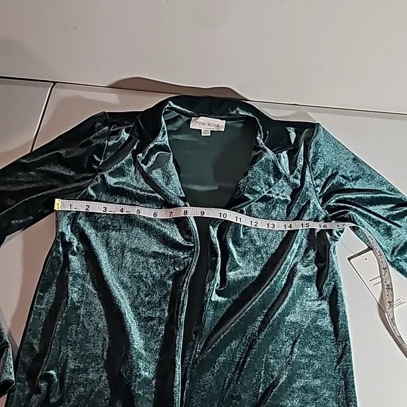 Pink Rose x Dry Goods Evergreen Velour Long Sleeves Cardigan Jacket XS NWT - Picture 10 of 16